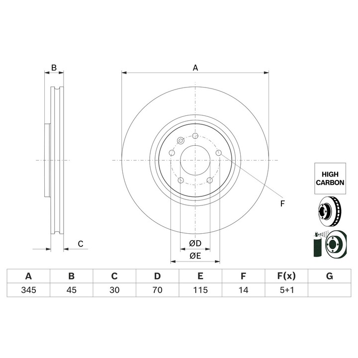 Tárcsafék 0986479G69 Opel Insignia B/Insignia B Country/Insignia B Grand Sport Vauxhall Insignia Mk II