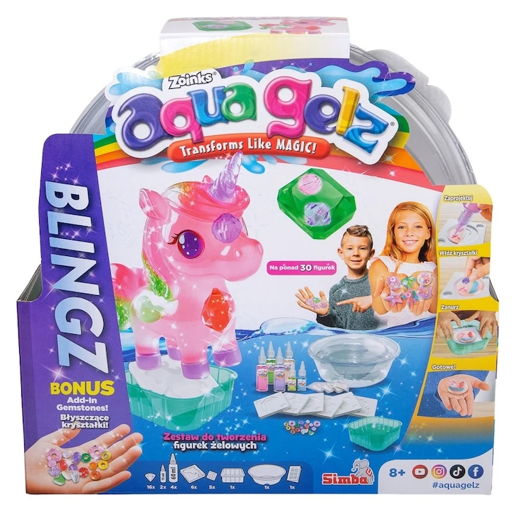 Set creativ Aqua Gelz ZOINKS, 6 culori, 30 figurine, 6 forme, pentru copii de la 8 ani+