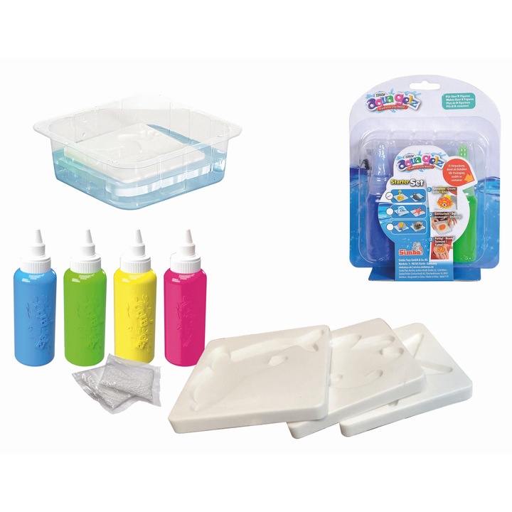 Set de creatie Aqua Gelz, ZOINKS, 4 culori, 30ml, 3 forme, 2x accesorii, multicolor, pentru copii 8 ani+