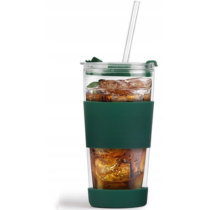 Vialli Design Fuori termikus üveg pohár 600ml szívószállal