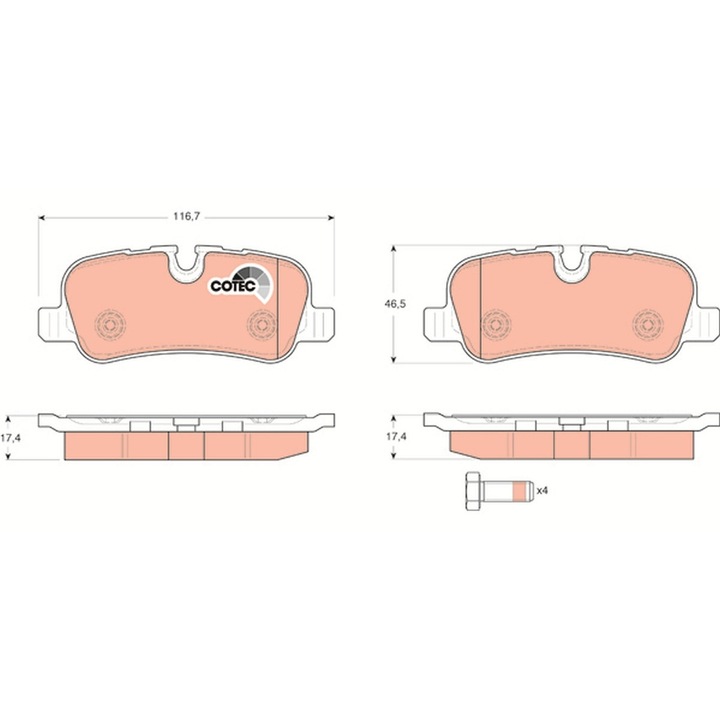 Set Placute Frana Gdb1632 Land Rover Discovery 3/Discovery 4/Range Rover 3/Range Rover Sport 1