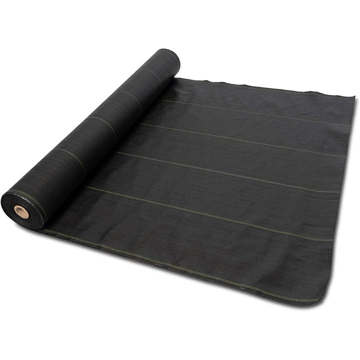 Folie agrotextila Navaris, antiburuieni, polipropilena, permeabila, rezistenta la UV, 100 g/m², 1 x 50 m, 50 m², Negru