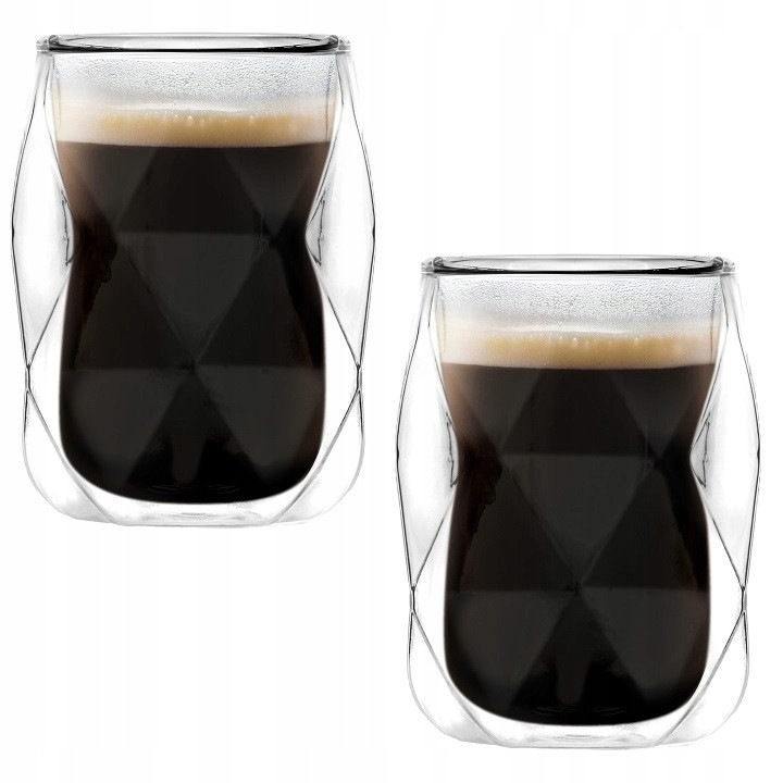 Set 2 pahare termice Vialli Design Geo, sticlă borosilicată, 100 ml, perete dublu