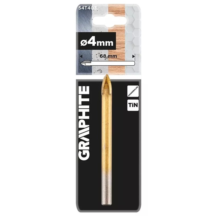 Burghiu universal Graphite 4mm, TiN, diameter 4mm, lungime 68mm