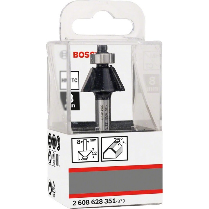 Freza Bosch 8x23.7x54mm 25° pentru lemn, durabila, manson cilindric