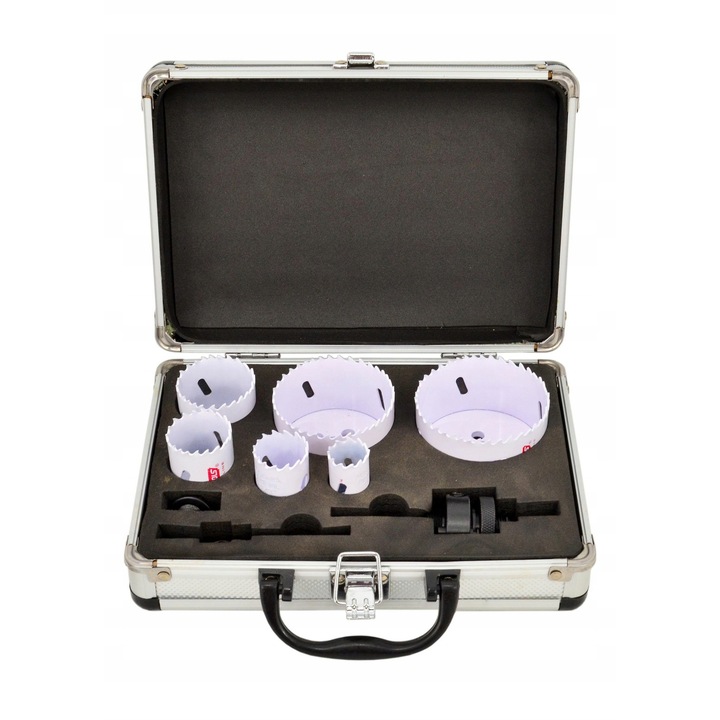 Set 8 buc. carote bimetalice BLACK LINE, 22-73mm, in valiza aluminiu