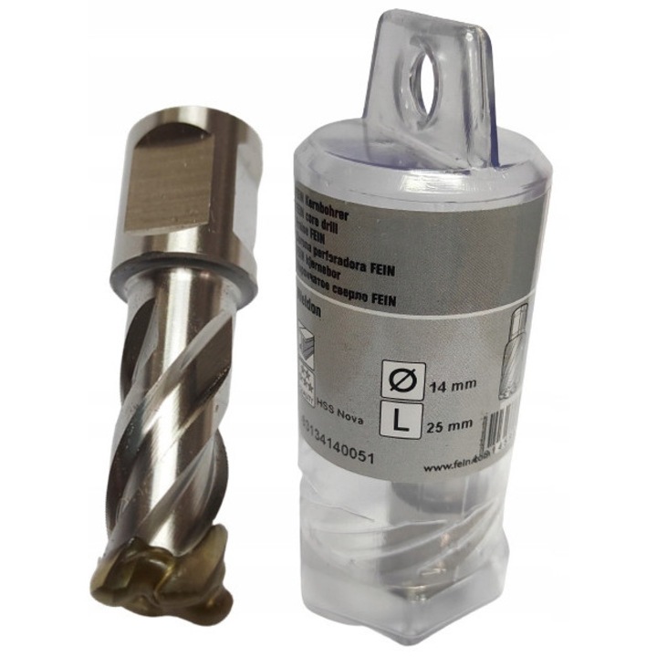 Burghiu HSS Nova 25, Fein, prindere Weldon 3/4 inch, diametru 14mm, adâncime tăiere 25mm
