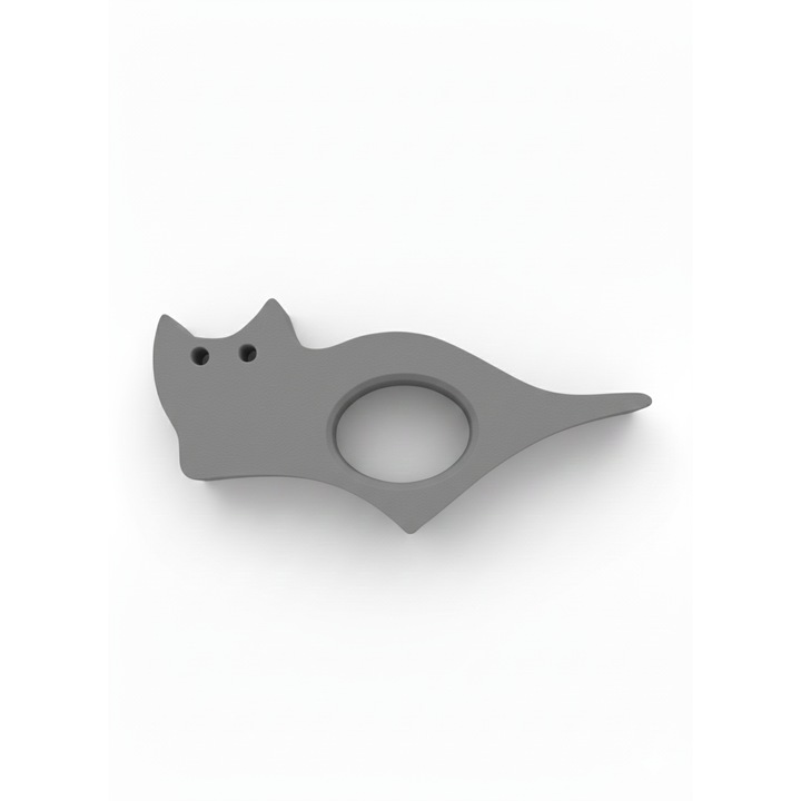 Suport pentru pagini carte, model pisica, culoare gri, fixare pe deget pentru mentinerea paginilor deschise, cadou haios, ergonomic si distractiv pentru cititori