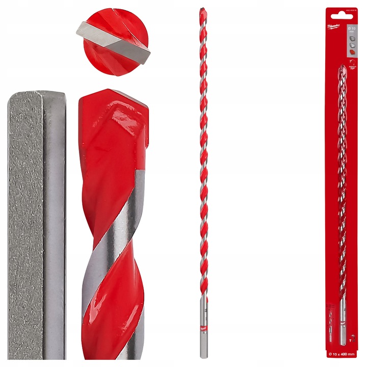 Burghiu Milwaukee Premium 10mm, lungime 400mm, cilindric, utilizare percutie și rotativă, 1 bucata