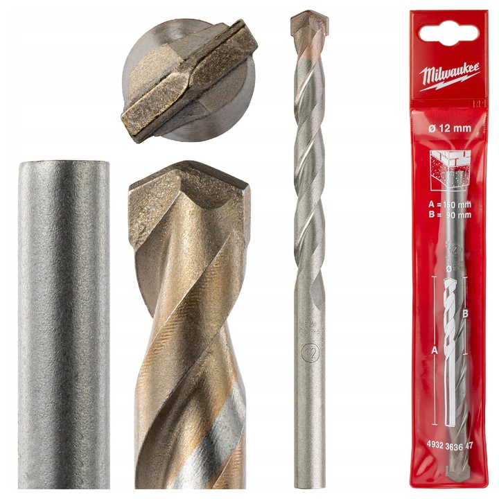 Burghiu Milwaukee cilindric 12x90/150mm, 1 buc, carbura sinterizata, pentru beton