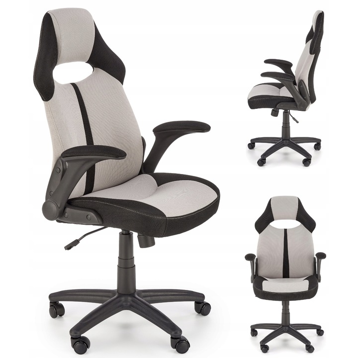 Irodai szék Bloom, szövet ülés és háttámla, szürke/fekete, TILT mechanizmus, méretek 110-120x65x60cm