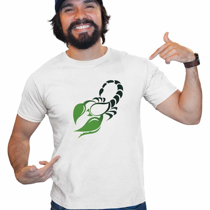 Tricou Barbati Scorpion Horoscop Zodie Astrologie Scorpio CoolTrend, alb, marime M