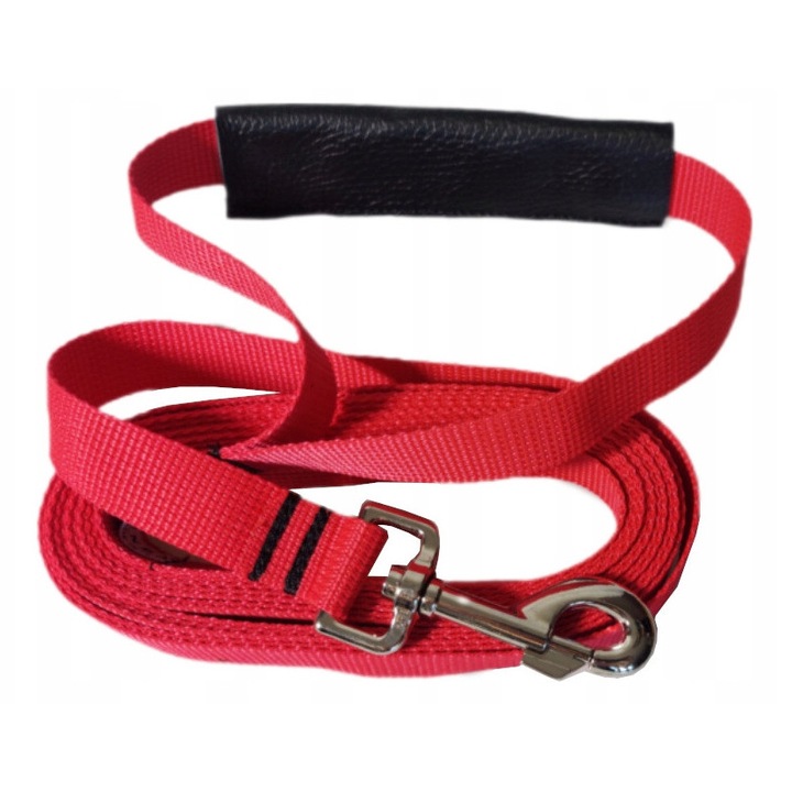 Lesa pentru caini mari, Sunka, 3m x 25mm, cu maner din piele naturala, L-XL