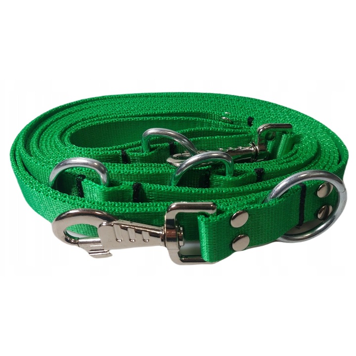 Lesa pentru caini Sunka, 5m, 2,5cm latime, 4 trepte de reglare, culoare: verde