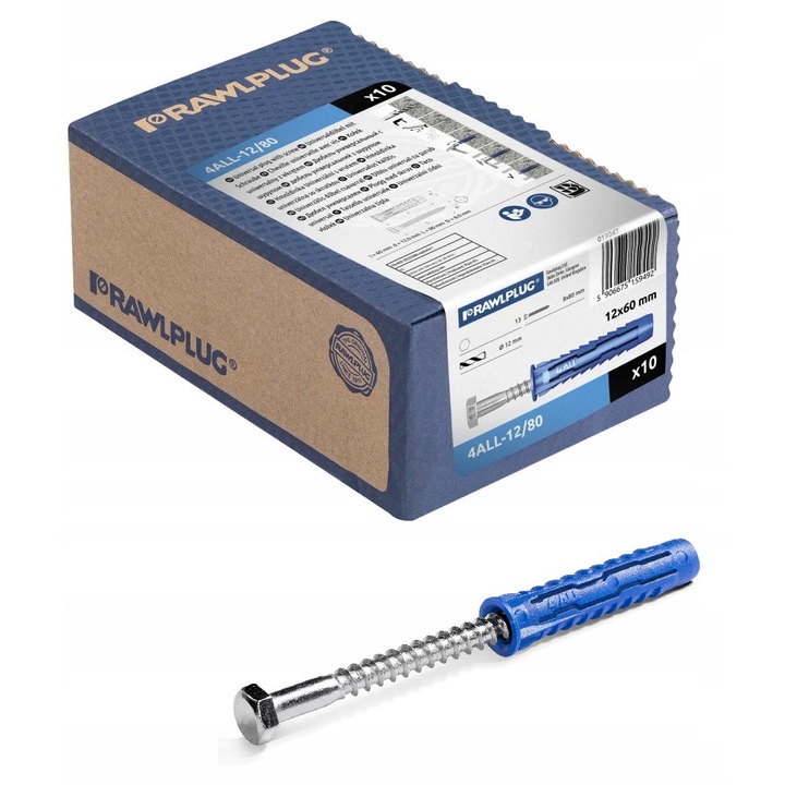 Dibluri Universal Rawlplug 4ALL 12x60mm cu Surub 8x80mm - 10 buc