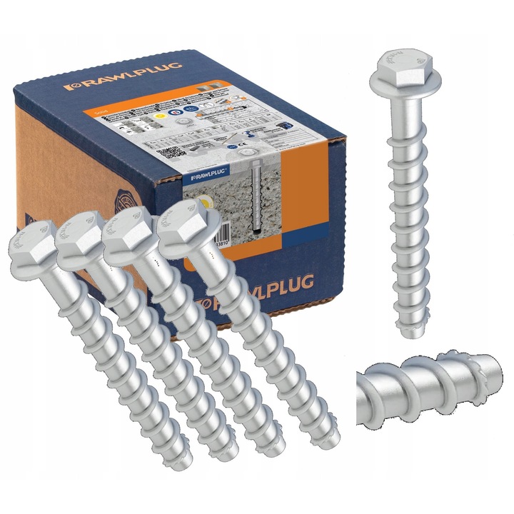 Suruburi pentru beton Rawlplug 6x50 mm, 100 buc, galvanizate