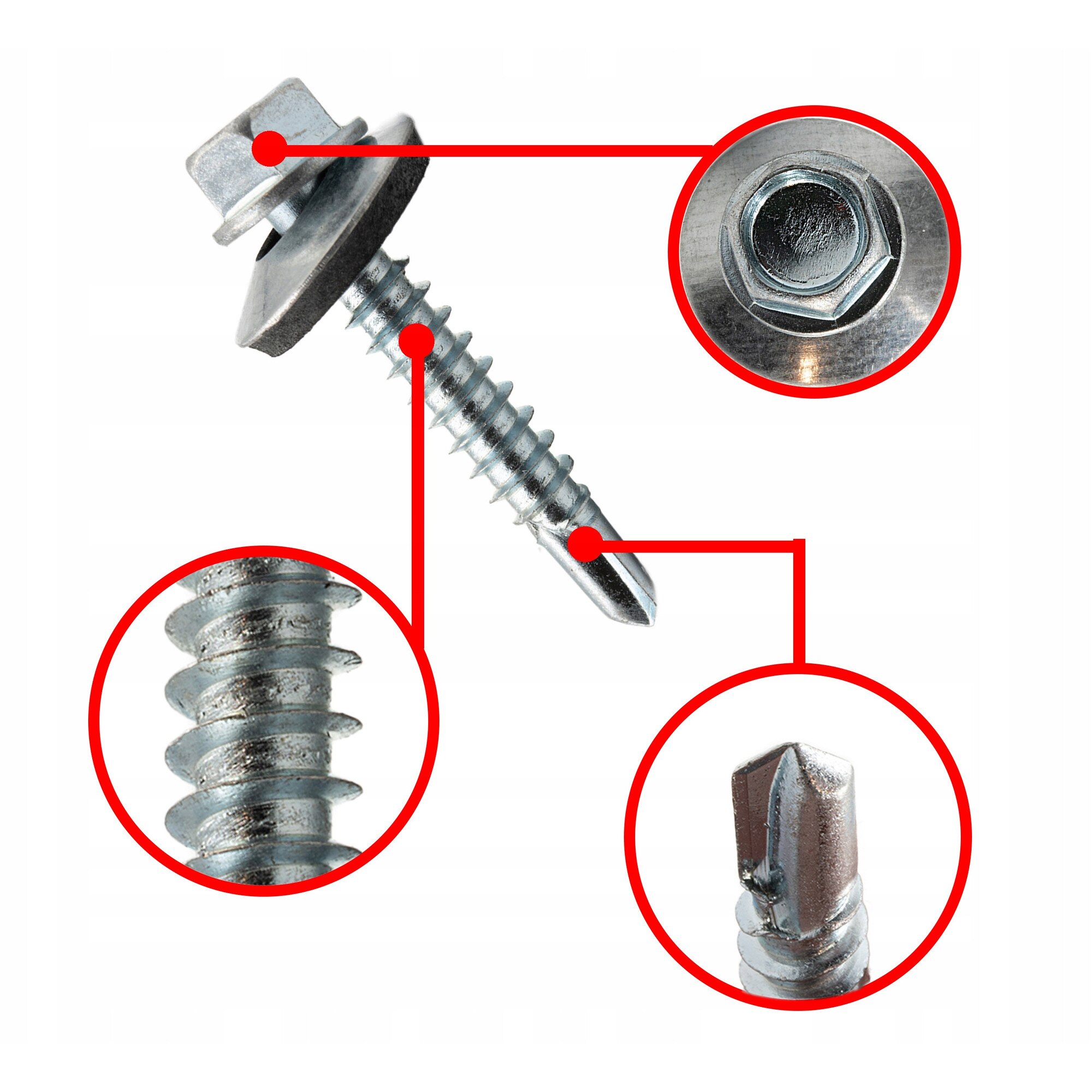 Suruburi autoforante PGB, 5,5x25mm, set 200 bucati, cu garnitura EPDM ...