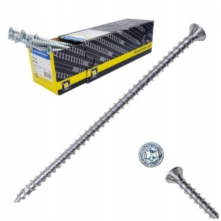 Suruburi ciesielskie Domax, 10x500mm, cu filet complet, cap conic, set 50 buc.