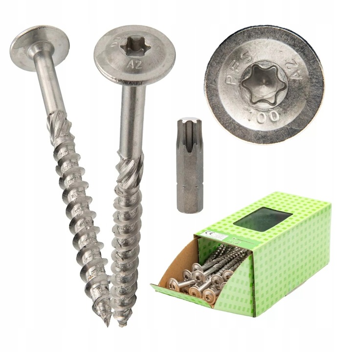 Suruburi de constructie, PGB, talerzowe 6x140 mm, set 100 buc, otel inoxidabil A2