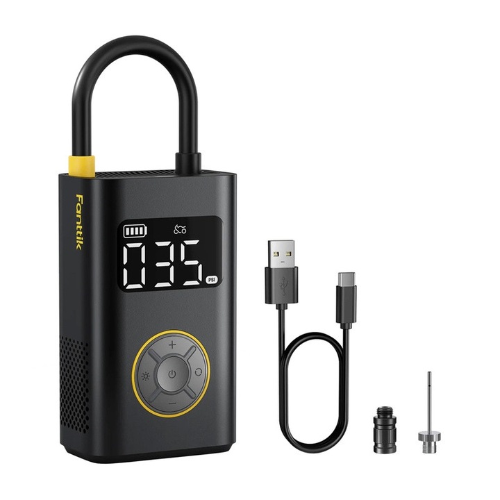 Compresor auto portabil Fanttik X9 Pro, 150 PSI / 10.3 BAR, 2500mAh, USB-C, Afisaj LED, Negru