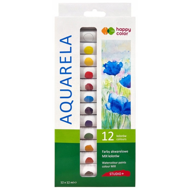 Vopsele Acuarele Happy Color, 12 Culori, 12ml