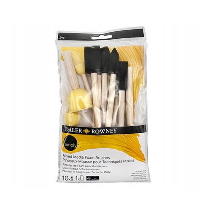 Set 10 Pensule Burete Daler Rowney, Diverse Forme, Pictura
