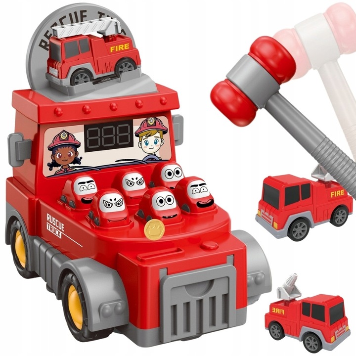 Masinuta Pompieri 2 in 1 Woopie, joc interactiv, 6 viteze, multicolor, pentru baieti, 3 ani