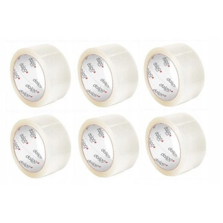 6x Banda Adeziva Transparenta Acrilica 48mm, 60yd, Fara Zgomot