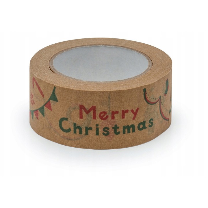 Banda Adeziva Craciun "Merry Christmas" 48mm/50m Hartie Kraft