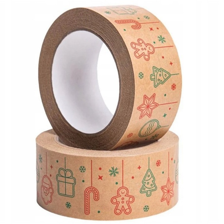 Banda Adeziva Kraft Craciun 48mm x 50m - Ideala pentru Cadouri si Expedieri