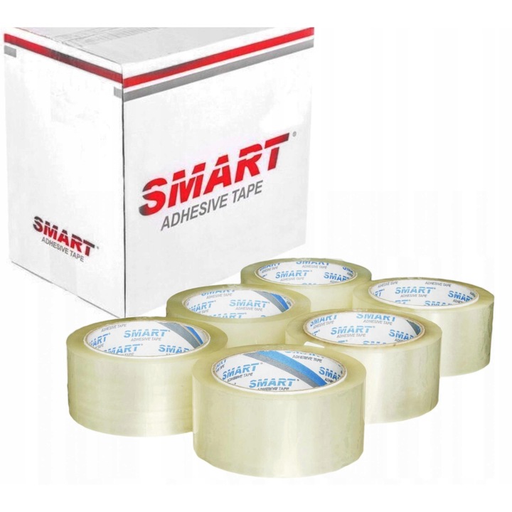 Banda Adeziva SMART Transparenta Acrilica 48mm x 60m - Set 6 Bucati