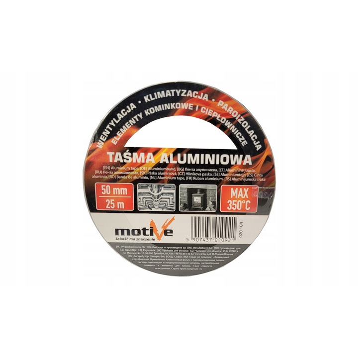 Banda Aluminiu 50mm 25m Rezistenta la 350°C pentru Seminee