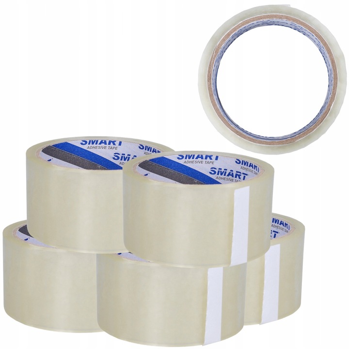 Banda de ambalare transparenta 48mm x 50m, adeziv acrilic, set 6 buc