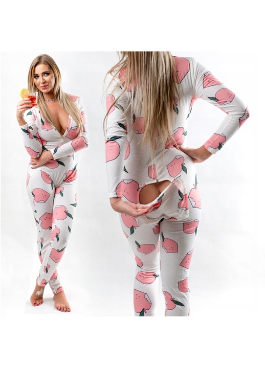 Női pizsama, hátul nyitott, többszínű, L INTL