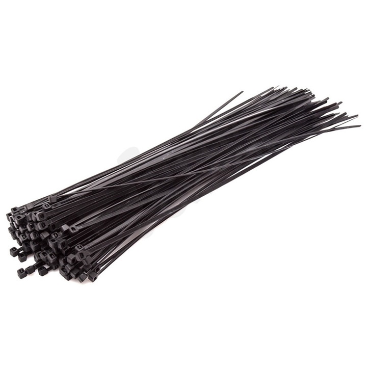 Set 100 cleme cablu Drel 9x900mm negre nylon 6.6