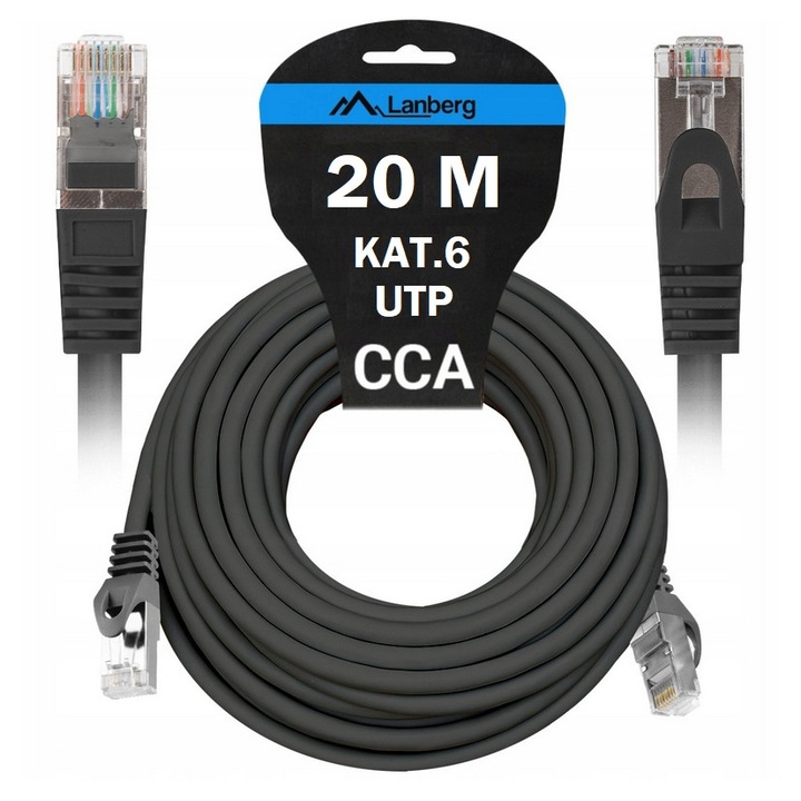 Cablu de retea UTP CAT6 20m, pentru internet, router, RJ45 - eMAG.ro