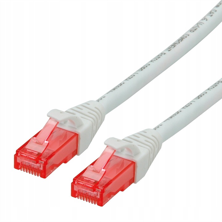 Cablu Patch UTP Cat.6 LSOH Roline Alb 0.5m, conectori RJ45, rezistent la foc