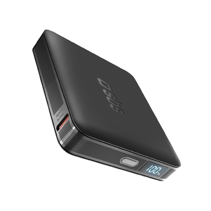 Baterie externă portabilă SBS HD, 5000 mAh, 10W, 2.1A, USB-C, Negru