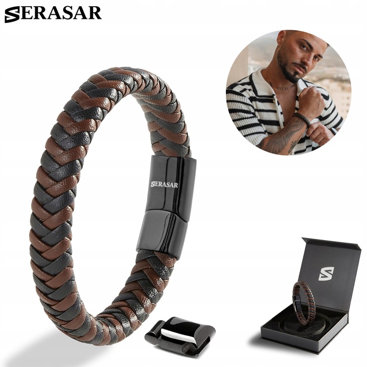 Bratara SERASAR piele maro barbati, 20 cm, Steady