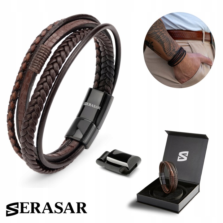 Bratara Barbati Piele SERASAR Wild Maro 17cm - Eleganta si Durabila