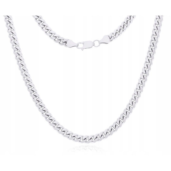 Масивна мъжка сребърна верижка, родиево покритие от сребро проба 925, 50 см