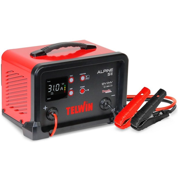 Redresor auto Telwin ALPINE 51i, 12V/24V, 34A/16.5A, portabil, cu ecran LCD