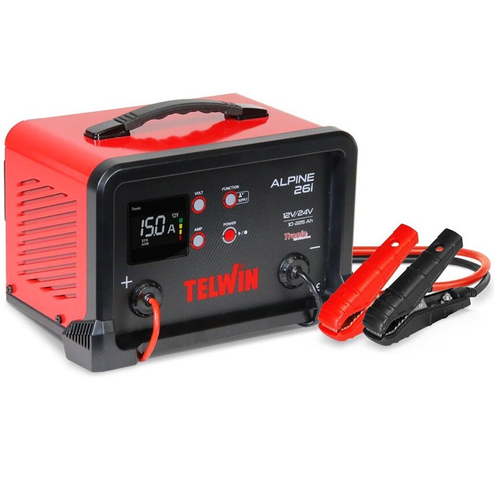 Redresor auto Telwin ALPINE 26i, 12V/24V, 16.5A/9A, cu ecran LCD, încărcare rapidă