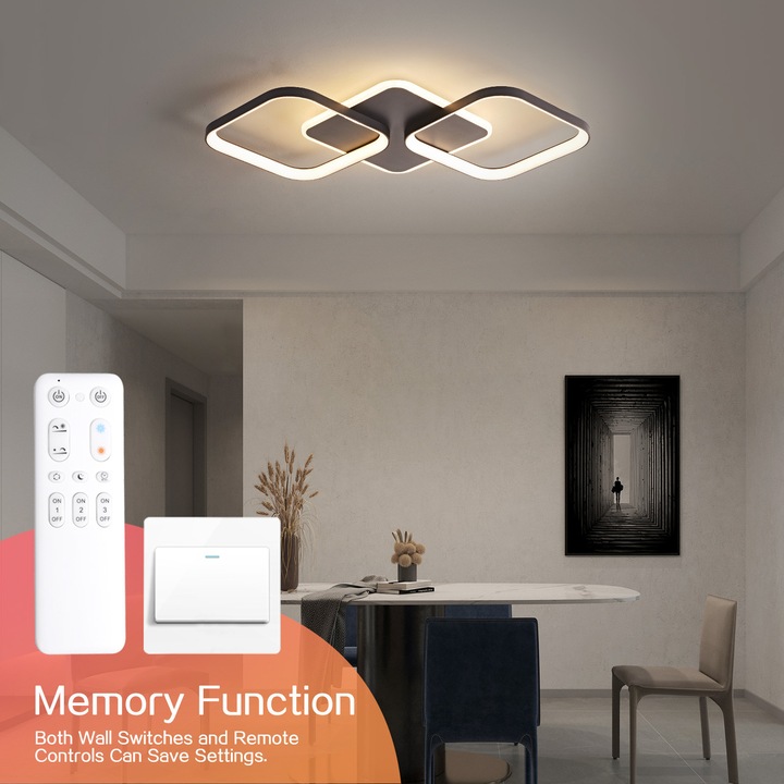 LED плафон 40W, регулируема интензивност 2700-6500K, 4500LM черен, 50x50x5см