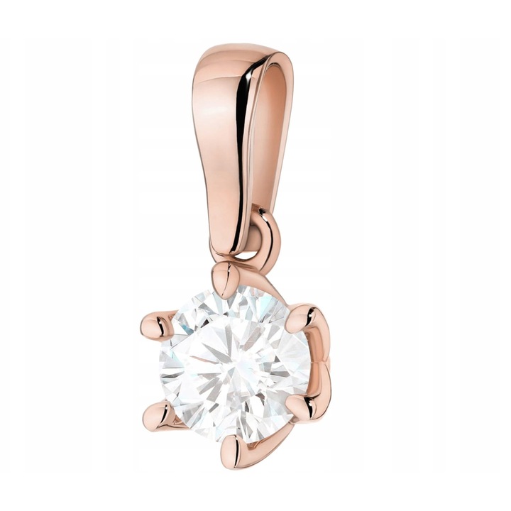 Pandantiv Aur Roz 14K cu Diamond 0.70ct, dimensiuni 6.6x6.6mm, greutate 1.30-1.50g