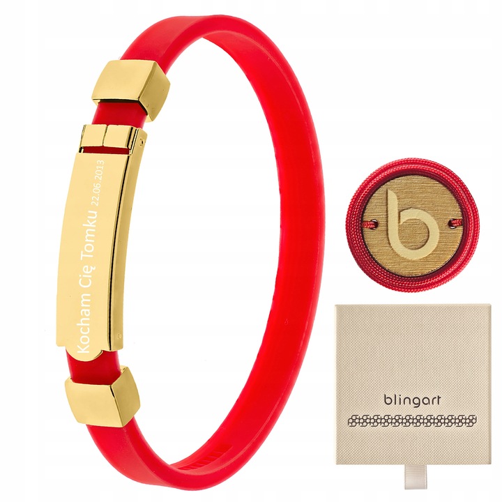 Bratara pentru dama Blingart aurita cauciuc personalizata, otel chirurgical, ajustabila, set cu cutie cadou