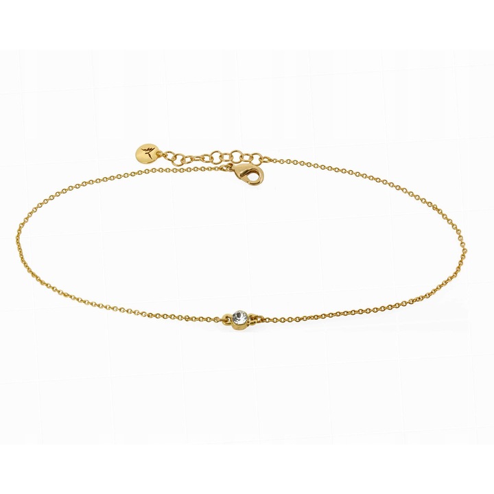 Brățară aurie pentru gleznă, Colibra, placată cu aur de 24K, cristal Preciosa, ajustabilă 27cm, design rafinat