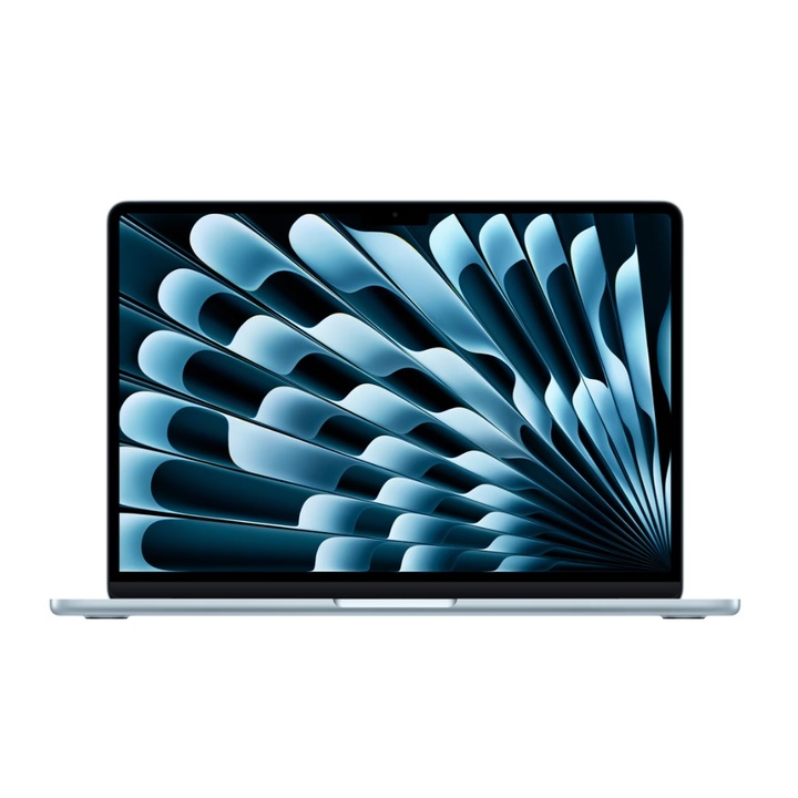 Laptop, Apple MacBook Air 13, Procesor M4 10-core, 16GB RAM, 512GB SSD, Albastru deschis, 13.6" WQXGA, cu adaptor priza US - EU