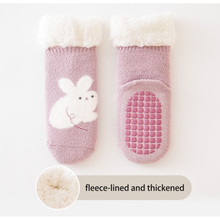 Детски чорапи, агнешка вълна, изключително дебела поларена подплата, розово-лилави, Розово, One Size INTL