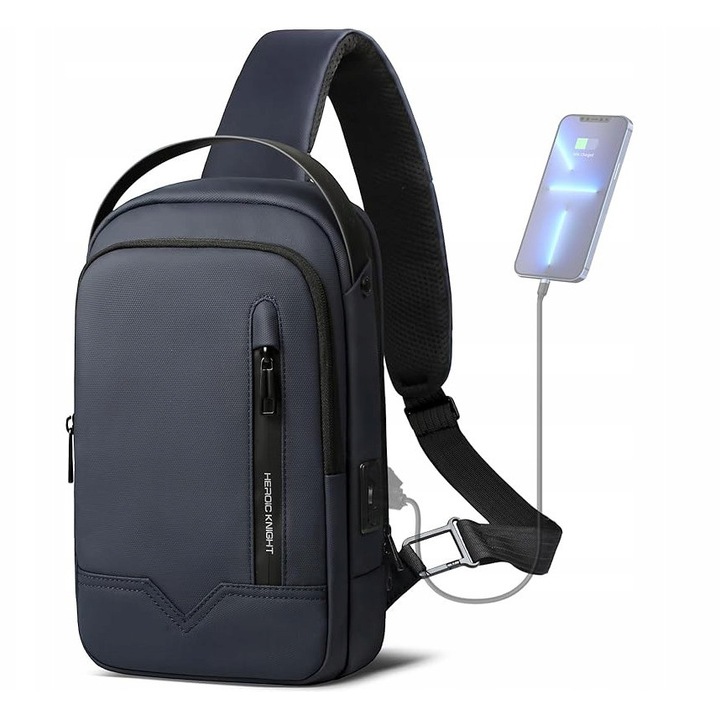 Geanta Umar Barbati, Tableta 11.3", USB, Albastru Marin